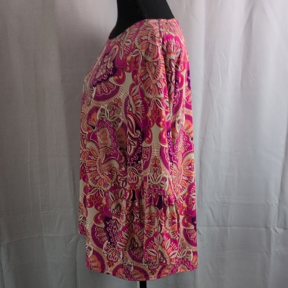 Chico'sโ Pink Boxy Blouse with Bell Sleeves - Picture 3 of 7